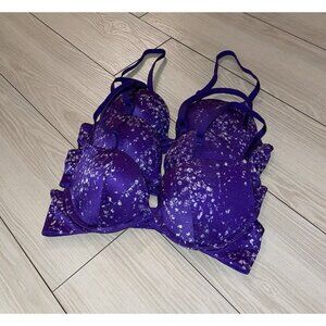 3 Ambrielle Everyday Convertible Plunge Push Up Bras Padded UW 32B Purple